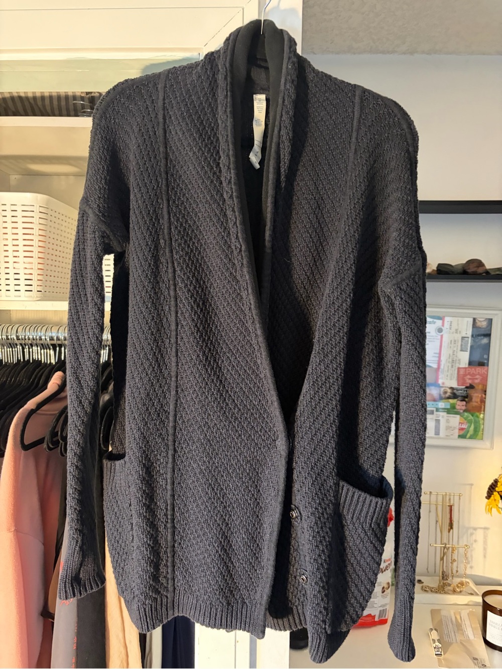 lululemon athletica Navy Shawl Collar Knit Cardigan